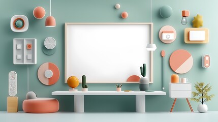 Modern, colorful, minimalist workspace mockup