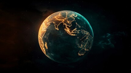Fototapeta premium Global Network Metaverse Earth Digital World Cyber Space