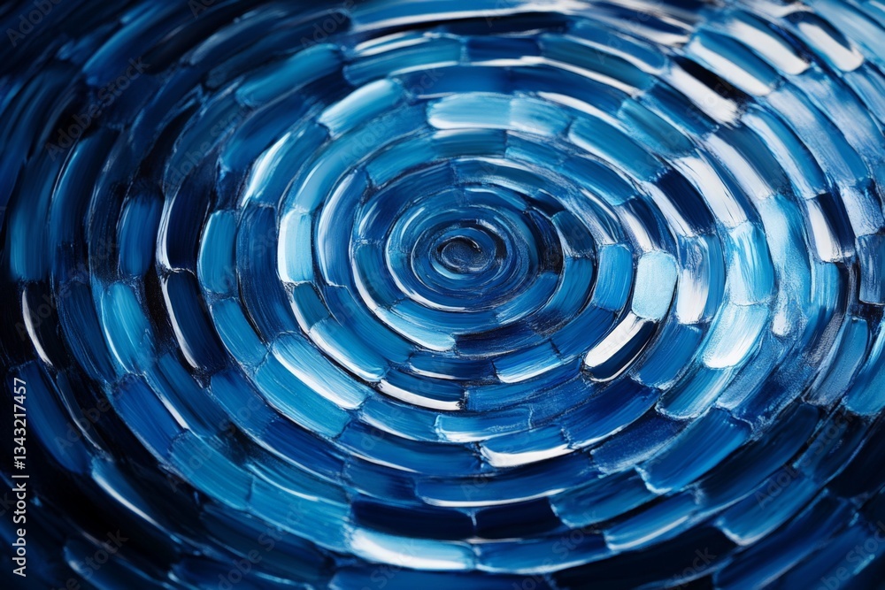 Aufkleber Abstract circular pattern created with various shades of blue paints resembling water ripples