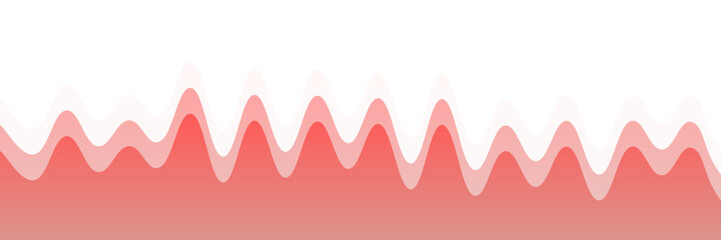 Abstract image featuring wavy peaks and valleys in soft red tones, fading into a white background.
