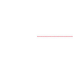 A simple graphic featuring a dotted red line extending across a white background.