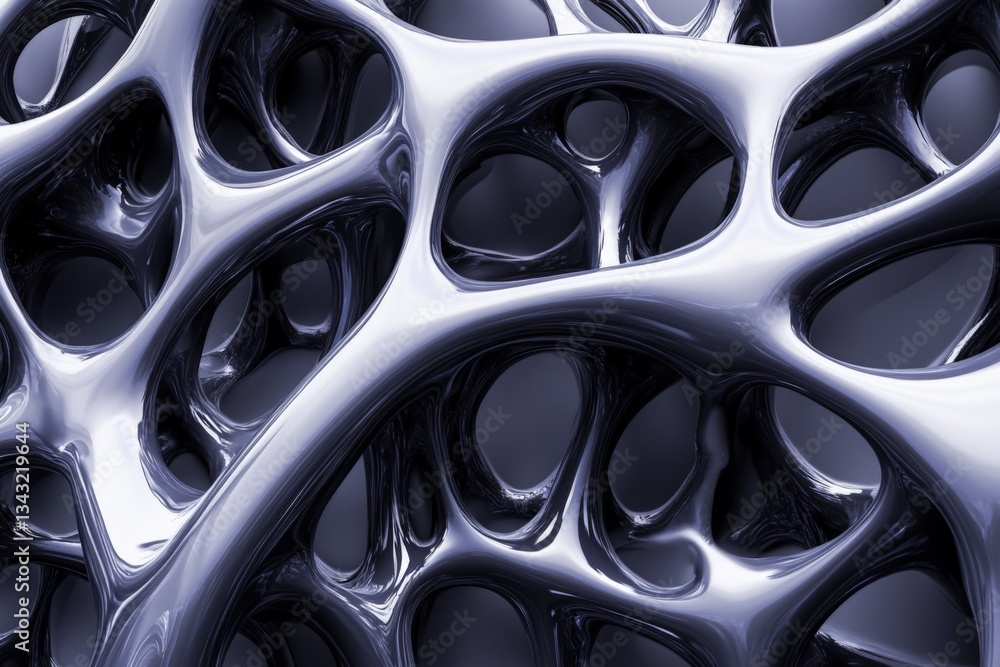 Aufkleber Detailed view of abstract organic shapes in glossy material reflecting light in intricate patterns