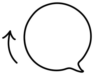 シンプルな吹き出しと矢印の白黒イラスト
