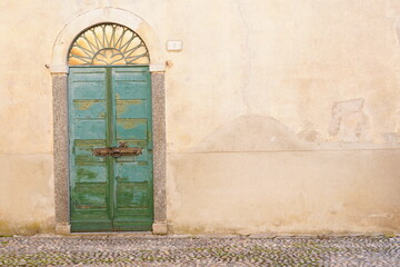 View of a glimpse of the historic center of the ancient village of Campo, hamlet of Lenno.  Piazza del Campidoglio, Nucleo Storico di Campo, Lake Como, Italy
