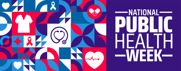 national public health week geometric shape pattern background banner or poster design template. observed every year in  April. Holiday concept. Use to any Template, card, poster, placard, template.