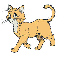 Fototapeta premium Cat walking illustration drawing animal vector