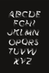 Alphabet. A set of letters, English font, dry brush, for free use. Vector image