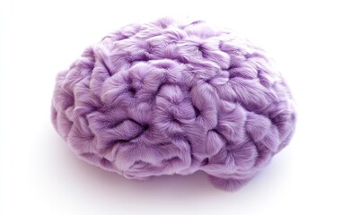 Fluffy Purple Brain on White Background Concept for Creative Mind