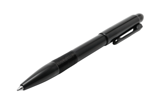 A sleek black pen resting on a smooth surface, ready to create notes and art under warm afternoon light in a cozy workspace