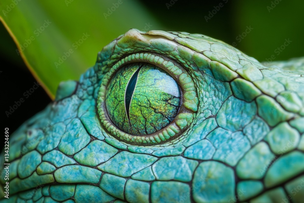 Poster captivating close-up of a green tree frog's eye showcasing intricate textures and vibrant colors in 