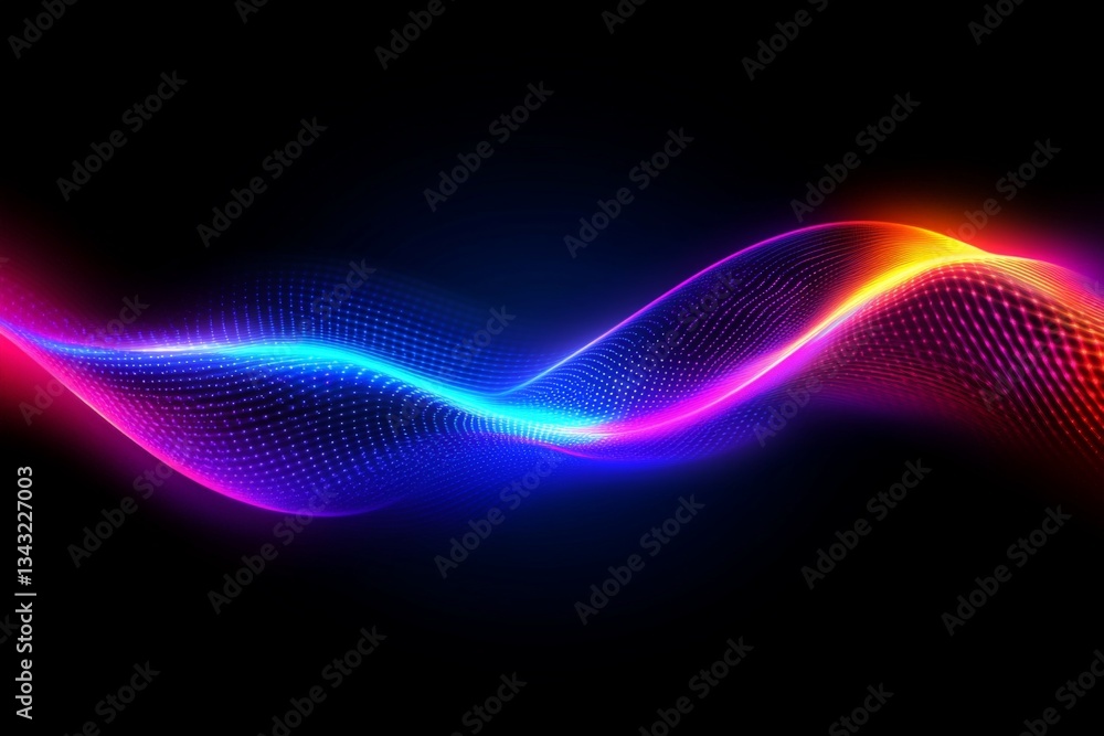 Aufkleber Colorful light waves undulate in a dark background creating a vibrant and dynamic energy flow