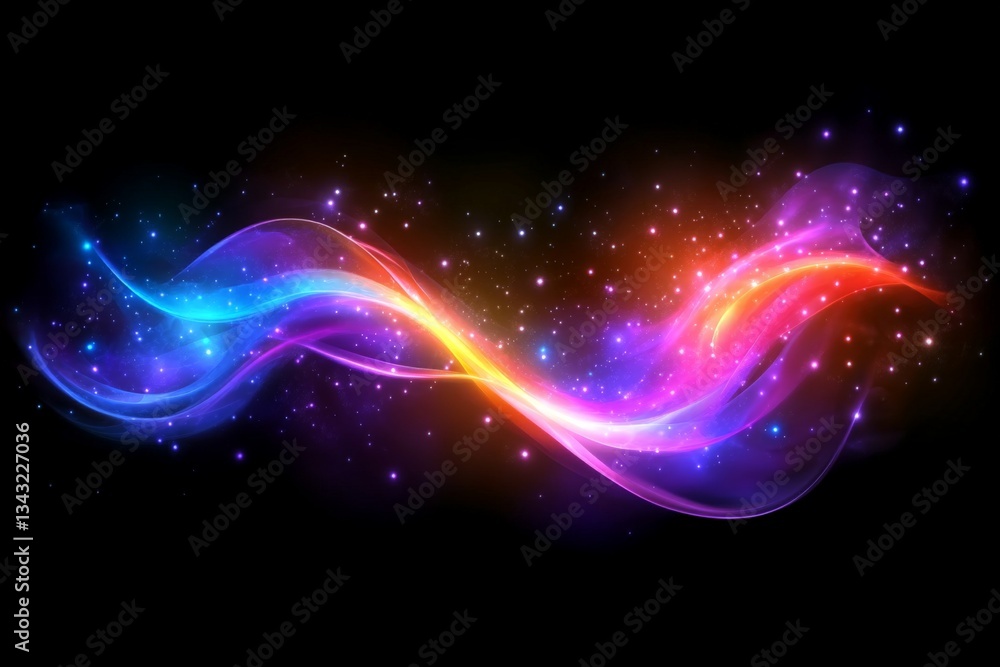 Aufkleber colorful abstract swirl with glowing stars and cosmic elements in a dark background