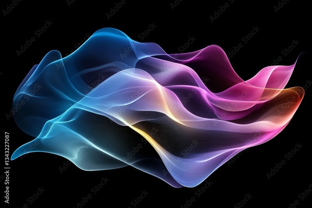 Aufkleber colorful wave patterns create an abstract digital design in vibrant hues and smooth transitions on a