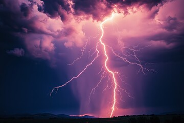 A close-up of a lightning strike during a storm,