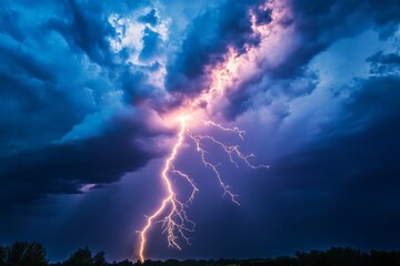 Fototapeta premium A close-up of a lightning strike during a storm,