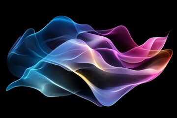Colorful wave patterns create an abstract digital design in vibrant hues and smooth transitions on a black background
