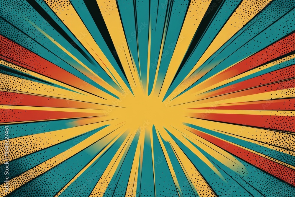 Aufkleber Bright explosion of color with dynamic rays radiating from a central point creates a vibrant visual impact