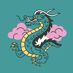 Japanese Dragon Symbol Vector design 