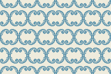 Carpet ikat floral pattern,fabric pattern on navy blue background vector illustration.Ikat ethnic oriental embroidery.Aztec style,abstract background.design for texture,clothing,decoration,carpet,rug.