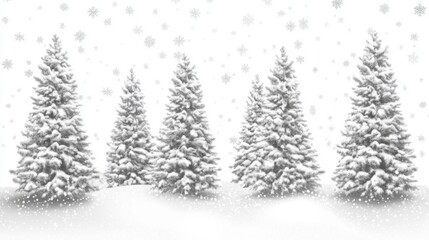 Fototapeta premium Winter Wonderland: Snow-Covered Evergreen Trees in a Snowy Landscape