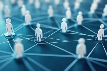 Conceptual representation of digital networking and social connections among individuals in a virtual space