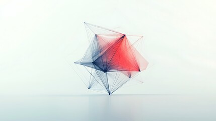 Abstract Red Blue Polygonal Structure.