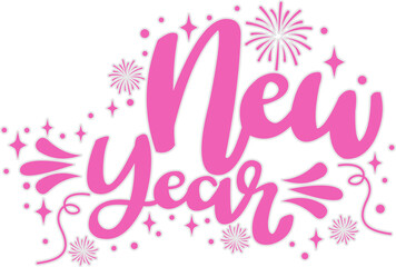 Happy New Year Lettering Sticker