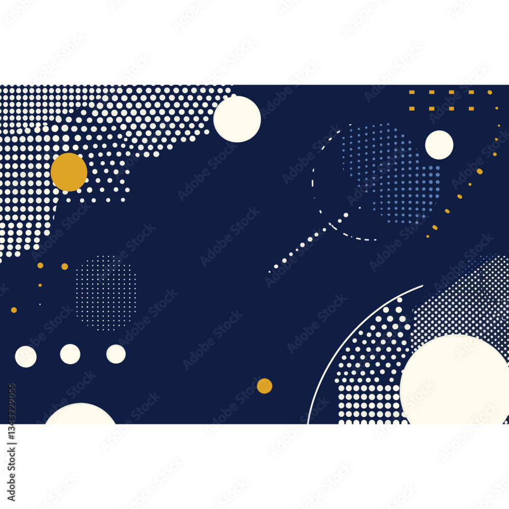 Poster blue abstract background with geometric shapes and white dots illustration pattern digital vector
