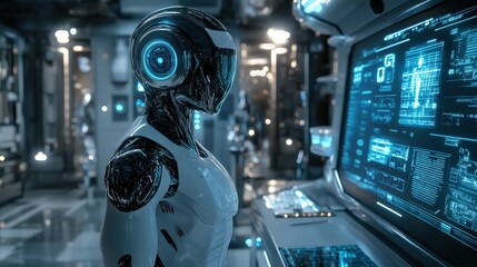 Fototapeta premium AI Robot Monitoring Systems