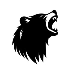 Fototapeta premium Roaring bear head silhouette on white background