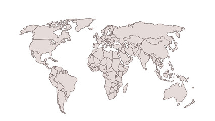 World Map Vector. High detailed illustration. World map vector, isolated on blue background. Flat Earth, gray map template for web site pattern