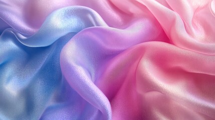 Obraz premium Iridescent pastel silk fabric with shimmering pink, purple, and blue folds