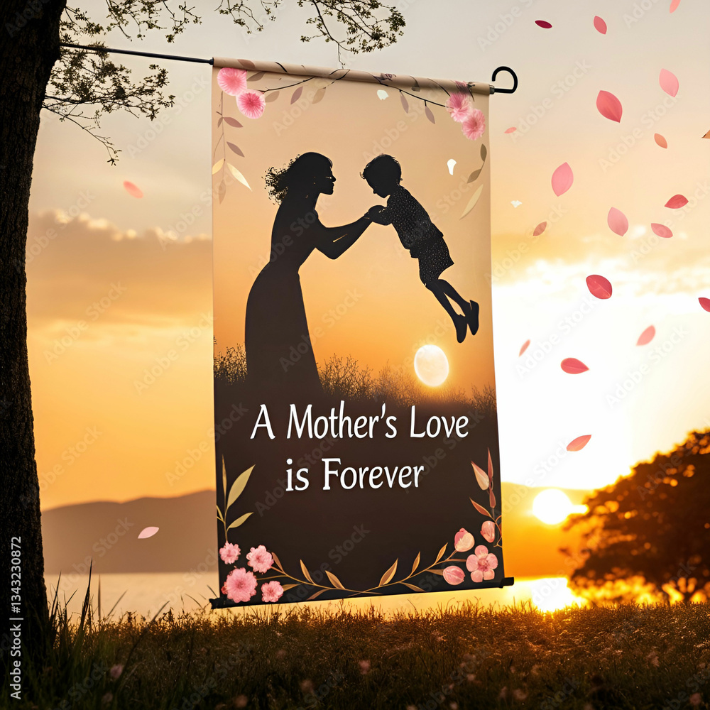 Fototapete a heartwarming mother's day banner featuring a simple yet elegant design with soft colors and floral