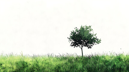 Fototapeta premium Serene Nature Landscape with Stones, Green Grass, and Plants