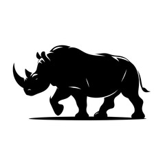 Obraz premium Walking rhino silhouette on white background 