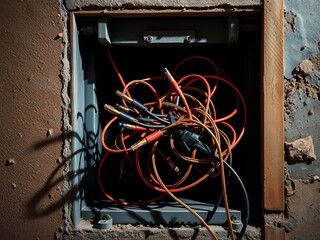 Exposed Electrical Wires - Junction Box - Electrician Repair - HD Photo