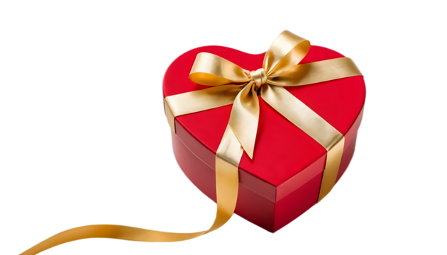 heart shaped gift box with ribbon