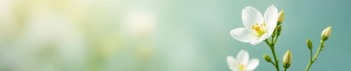 Fototapeta premium Delicate white bloom isolated on clean background, plant, blossom