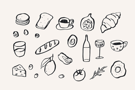 Naklejki Hand drawn doodle food collection