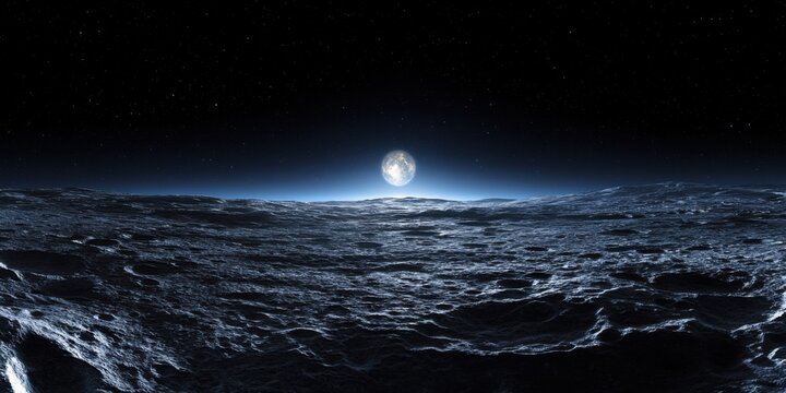 Paisaje lunar con la tierra de fondo