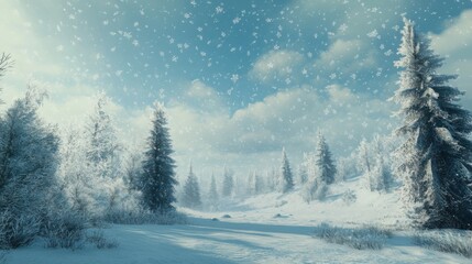 Fototapeta premium Paisaje invernal con árboles y nieve