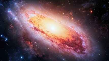 Fototapeta premium Stunning Spiral Galaxy with Bright Core and Colorful Nebulae View