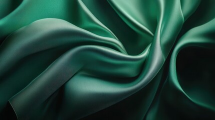 Obraz premium A close up photograph of flowing emerald green silk fabric