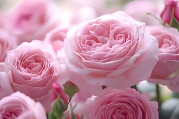 Fototapeta premium Delicate Pink Roses Close Up Floral Background
