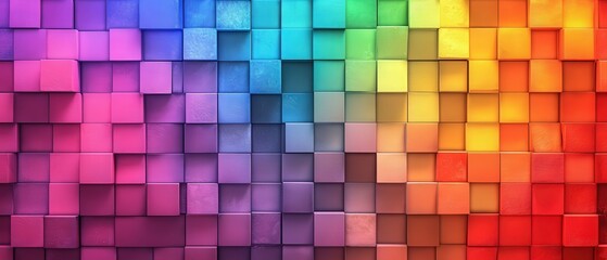 Abstract gradient background wall of rainbow color mosaic