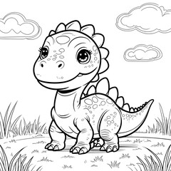 Bring prehistoric charm to your coloring activities with this Kawaii Stegosaurus Coloring Page! Designed in a simple, bold-outlined style, this adorable baby 