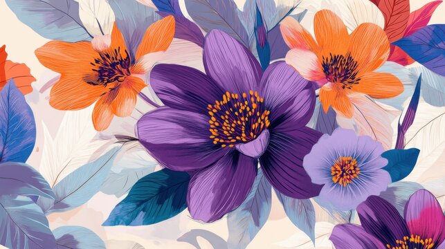 Ilustraci&oacute;n de flores vibrantes