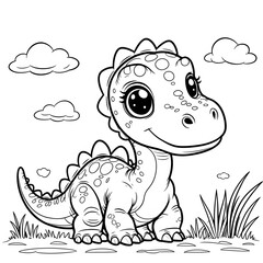 Bring prehistoric charm to your coloring activities with this Kawaii Stegosaurus Coloring Page! Designed in a simple, bold-outlined style, this adorable baby 