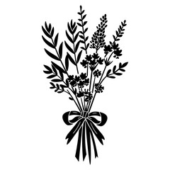 Lilac flower silhouette drawing vector