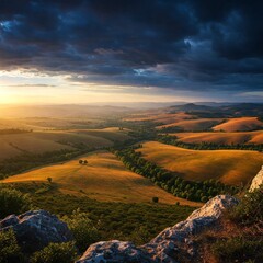 Naklejka premium sunset in the mountains